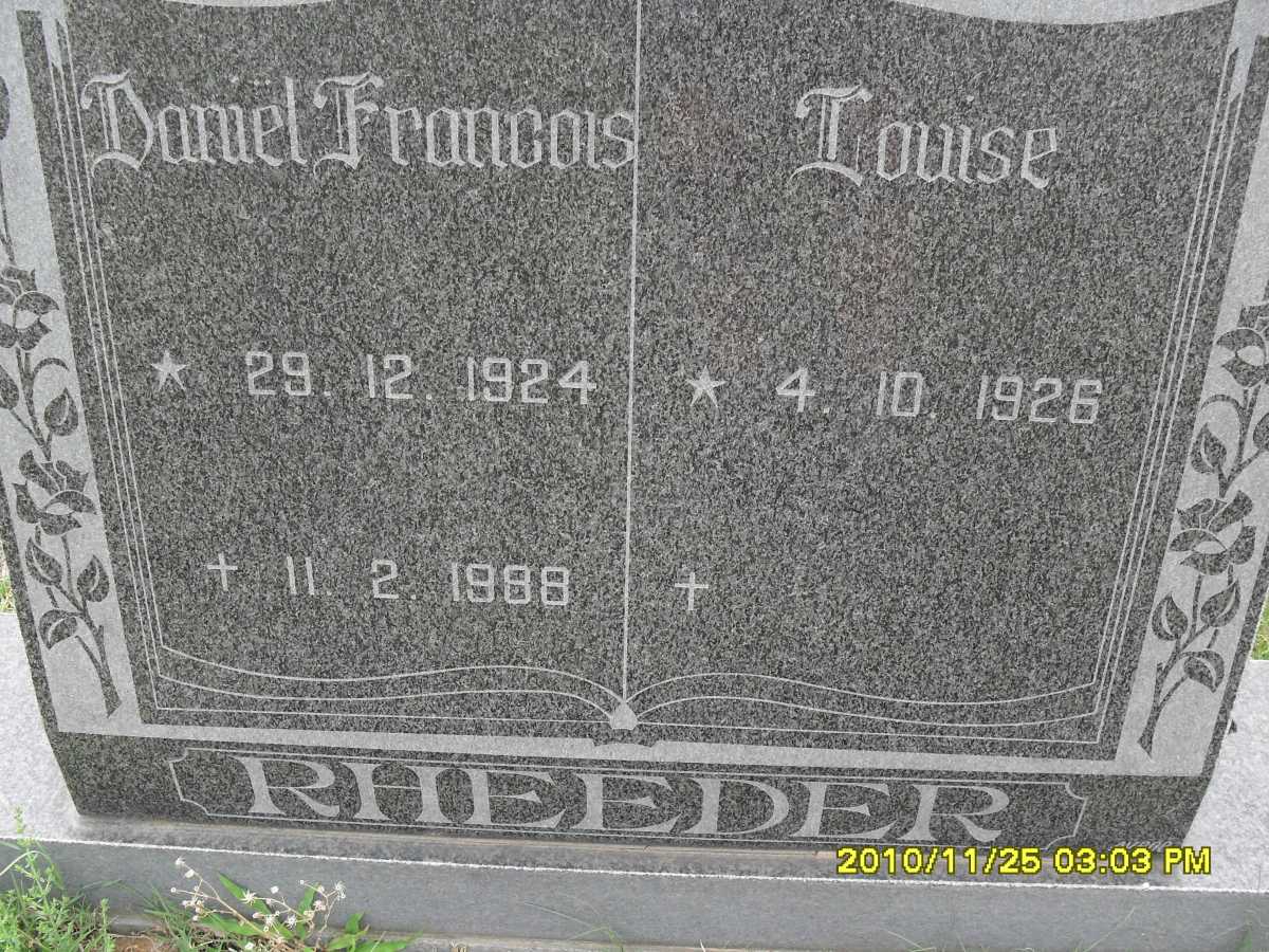 RHEEDER Daniel Francois 1924-1988 &amp; Louise 1926-