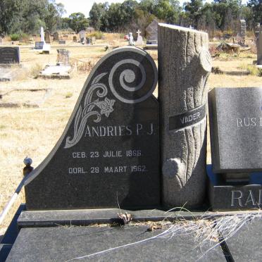 RADLEY Andries P.J. 1866-1962 &amp; Phillipina P. DU PLESSIS 1872-1963 