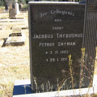 SNYMAN Jacobus Theodorus Petrus 1903-1971