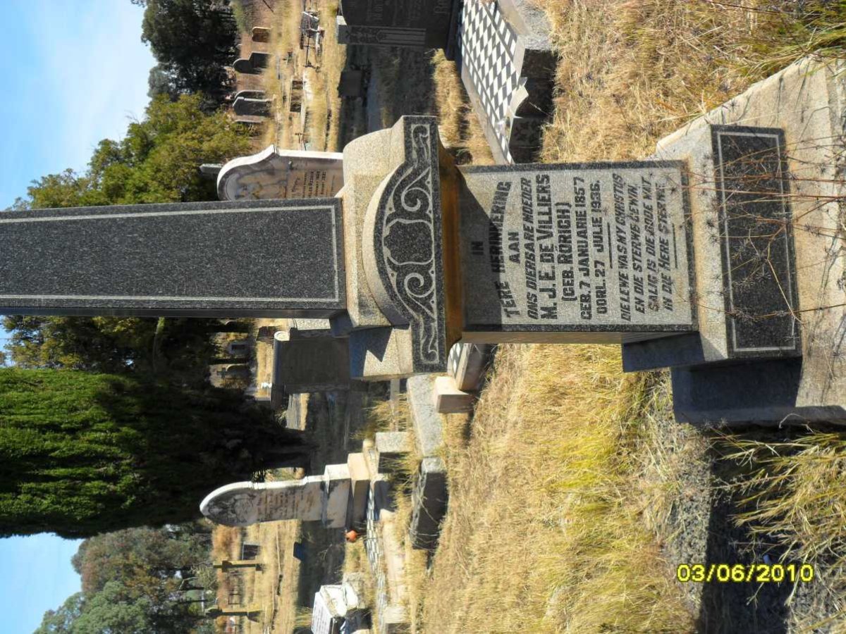 VILLIERS M.J.E., de nee RÖRICH 1857-1936