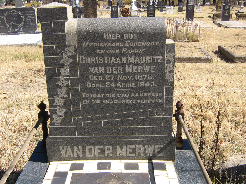 MERWE Christiaan Mauritz, van der 1876-1943