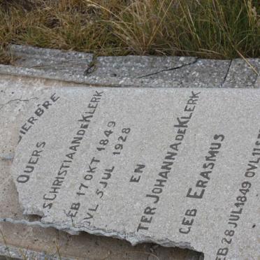 KLERK  ?s  Christiaan, de 1849-1928 &amp;  ?ter Johanna ERASMUS 1849-1929