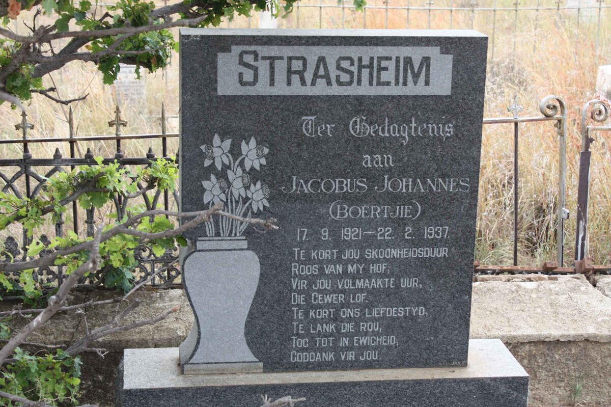 STRASHEIM Jacobus Johannes 1921-1937
