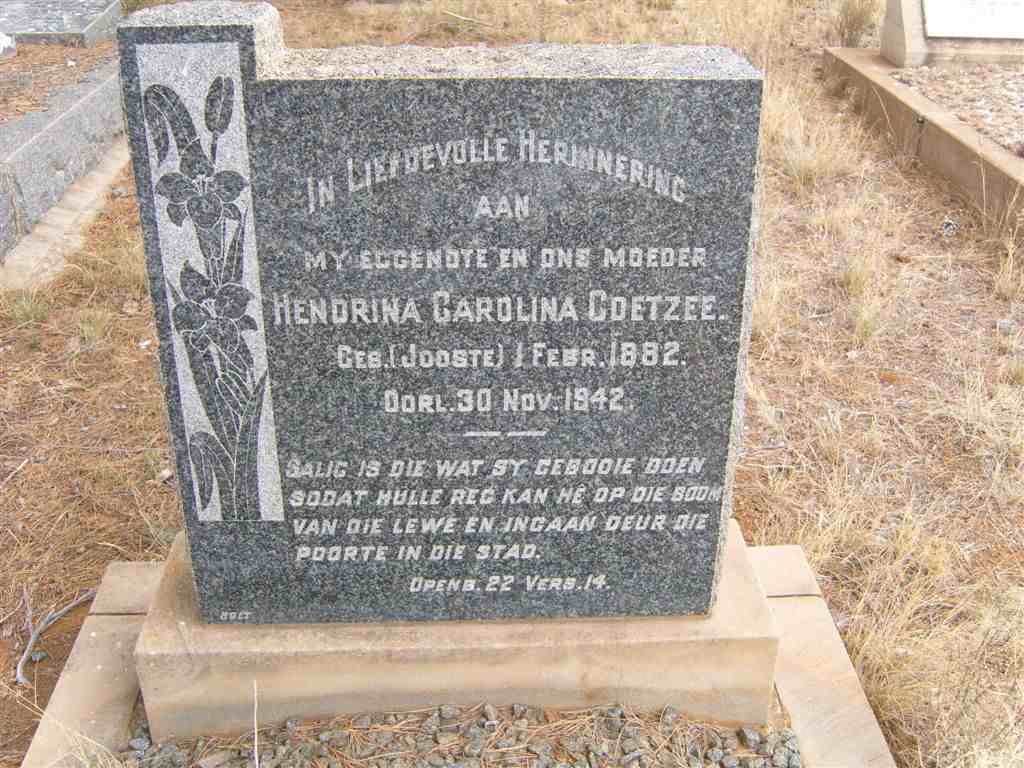 COETZEE Hendrina Carolina nee JOOSTE 1882-1942