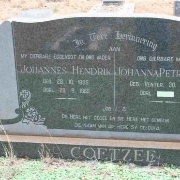 COETZEE Johannes Hendrik 1885-1960 &amp; Johanna Petronella VENTER 1891-