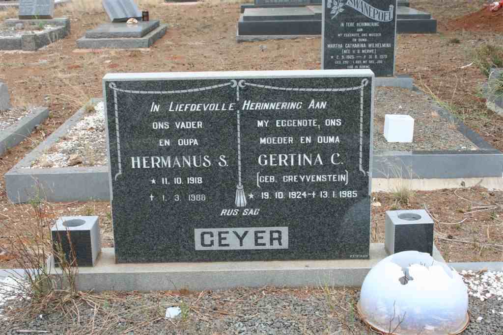 GEYER Hermanus S. 1918-1988 &amp; Gertina C. GREYVENSTEIN 1924-1985