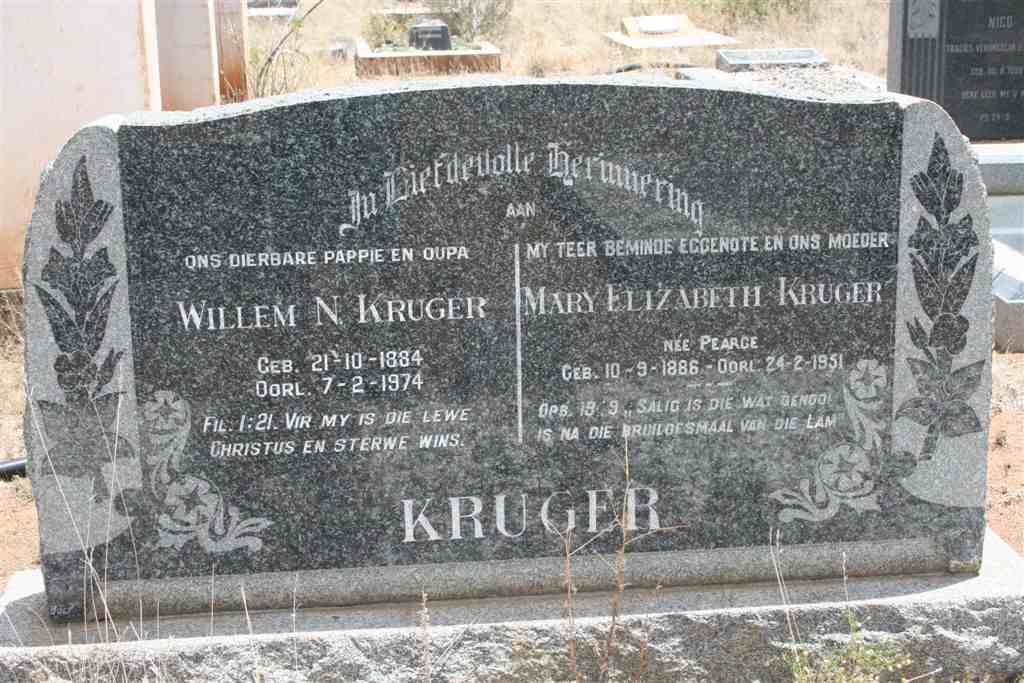 KRUGER Willem N. 1884-1974 &amp; Mary Elizabeth PEARCE 1886-1951