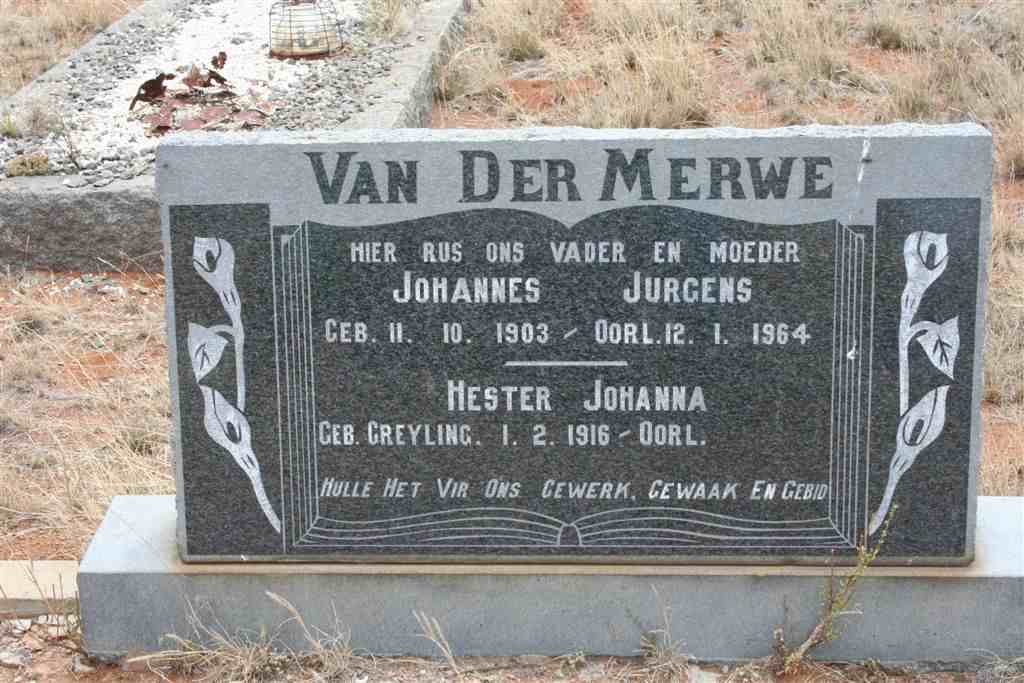 MERWE Johannes Jurgens, van der 1903-1964 &amp; Hester Johanna GREYLING 1916-