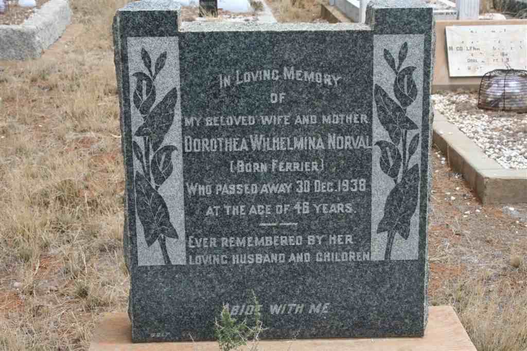 NORVAL Dorothea Wilhelmina nee FERRIER -1938