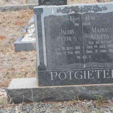 POTGIETER Jacob Petrus 1881-1965 &amp; Maria Aletta DU PLESSIS 1885-1965