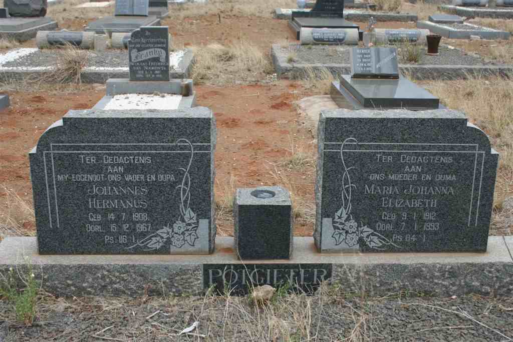 POTGIETER Johannes Hermanus 1908-1967 &amp; Maria Johanna Elizabeth 1912-1993