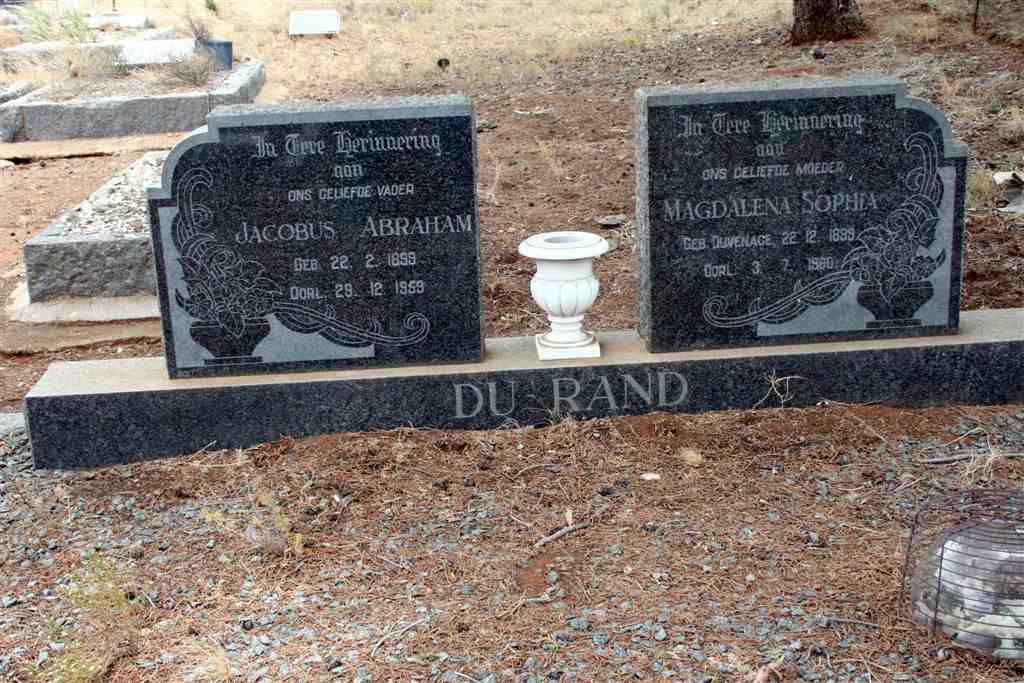 RAND Jacobus Abraham, du 1899-1959 &amp; Magdalena Sophia 1899-1960