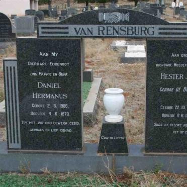 RENSBURG Daniel Hermanus, van 1906-1970 &amp; Hester J.D. DE BRUYN 1908-1987