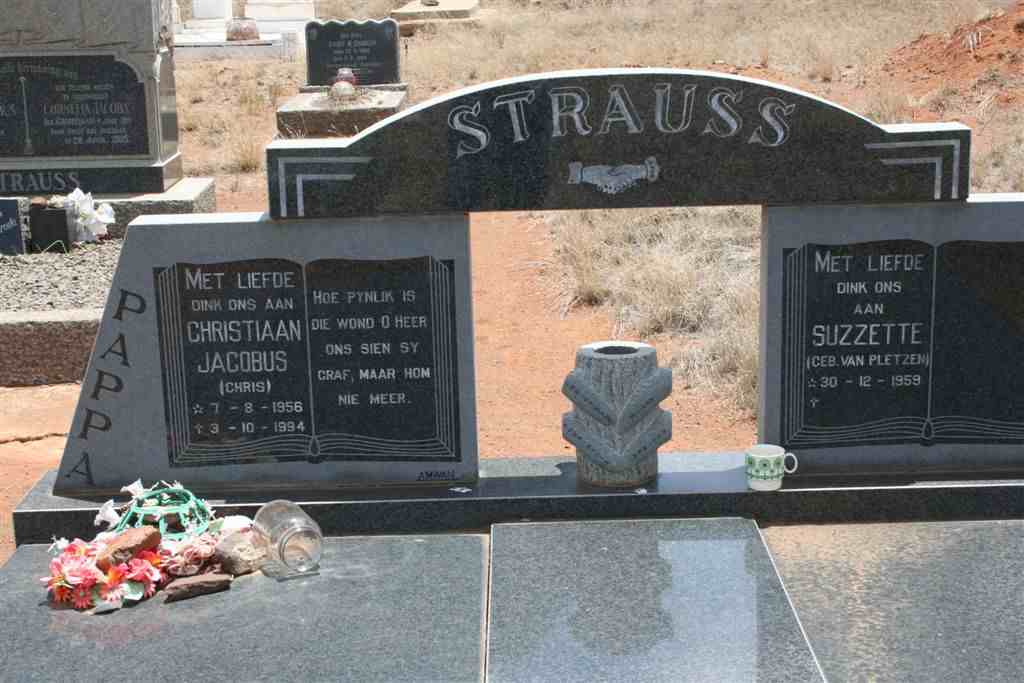 STRAUSS Christiaan Jacobus 1956-1994 &amp; Suzzette VAN PLETZEN 1959-