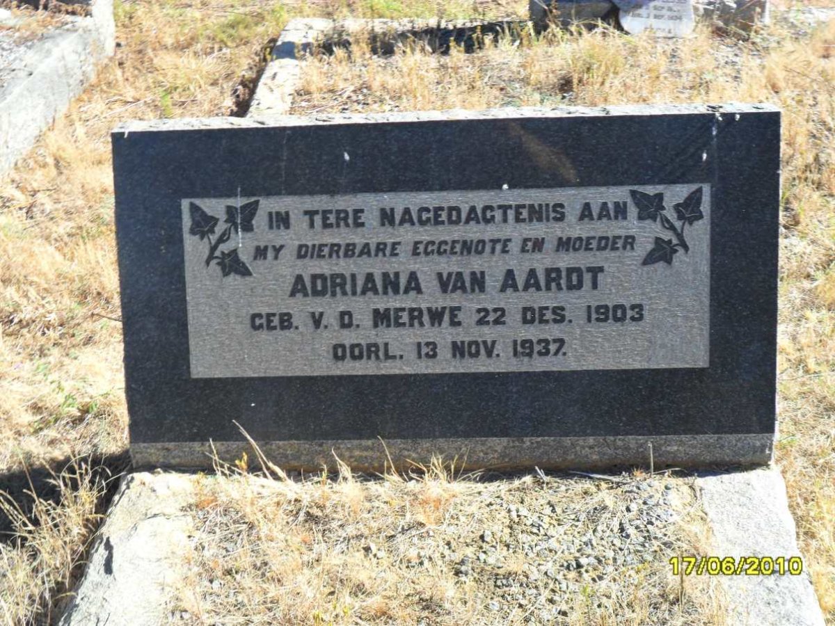 AARDT Adriana, van nee VAN DER MERWE 1903-1937