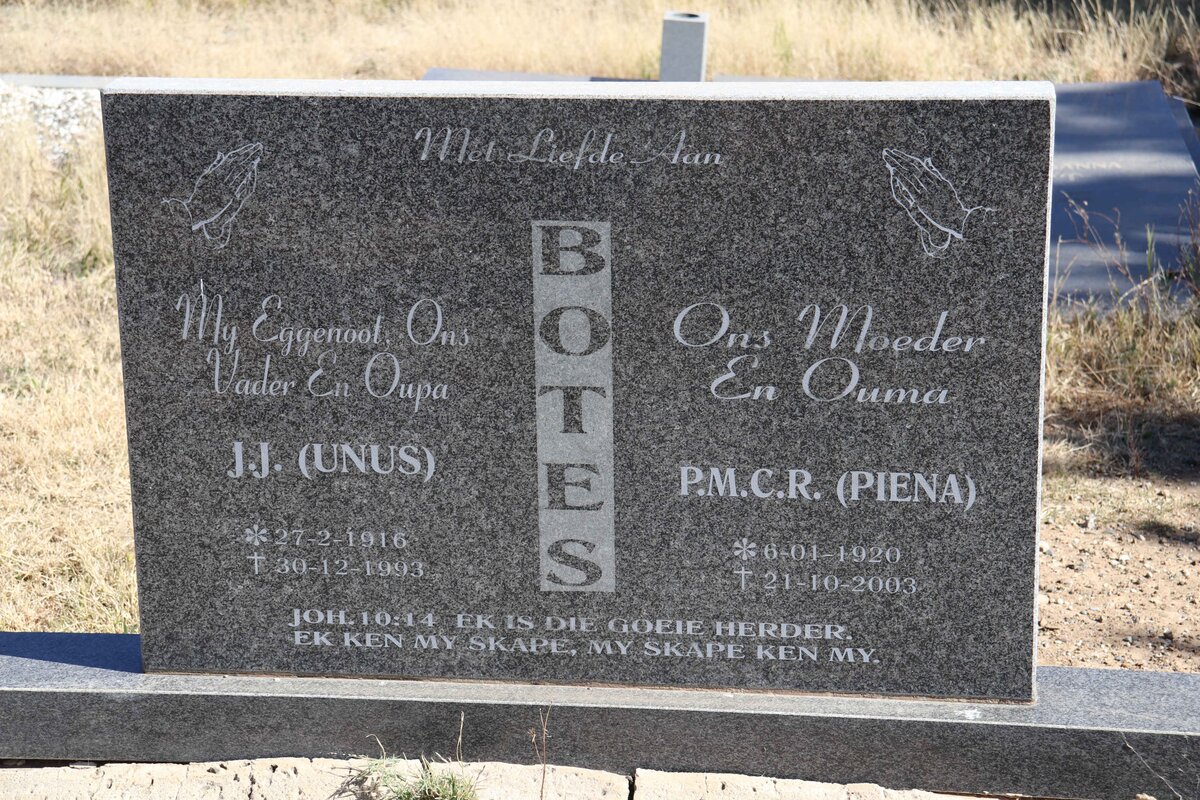 BOTES J.J. 1916-993 &amp; P.M.C.R. 1920-2003