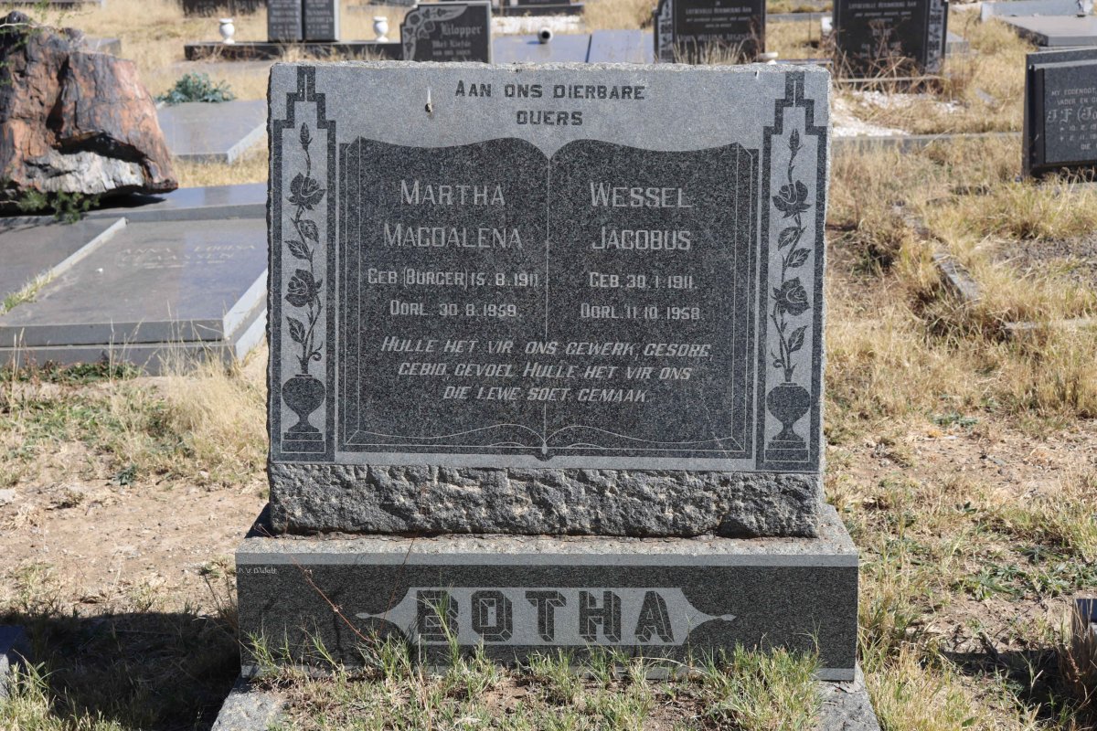 BOTHA Wessel Jacobus 1911-1958 & Martha Magdalena BURGER 1911-1959