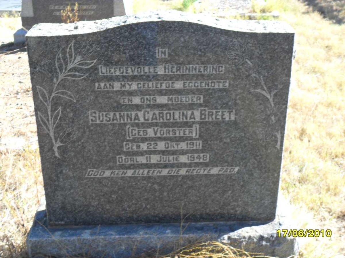 BREET Susanna Carolina nee VORSTER 1911-1948