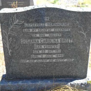 BREET Susanna Carolina nee VORSTER 1911-1948