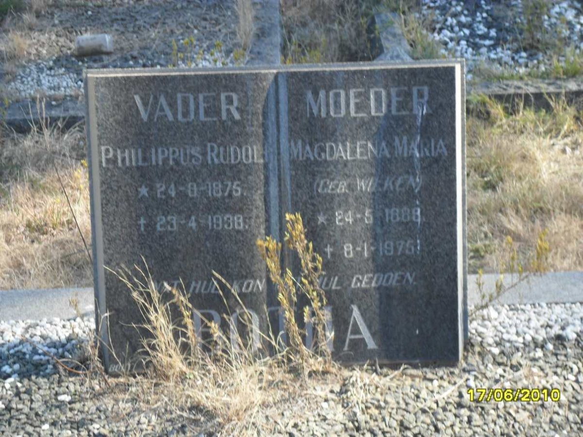 BOTHA Philippus Rudolph 1875-1938 &amp; Magdalena Maria WILKEN 1888-1975