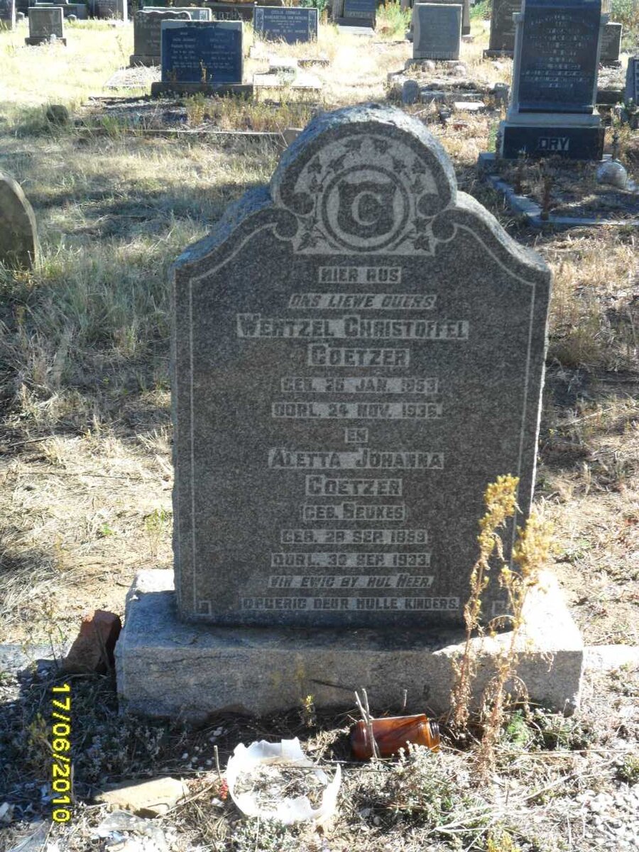 COETZER Wentzel Christoffel 1853-1936 &amp; Aletta Johanna BEUKES 1859-1933