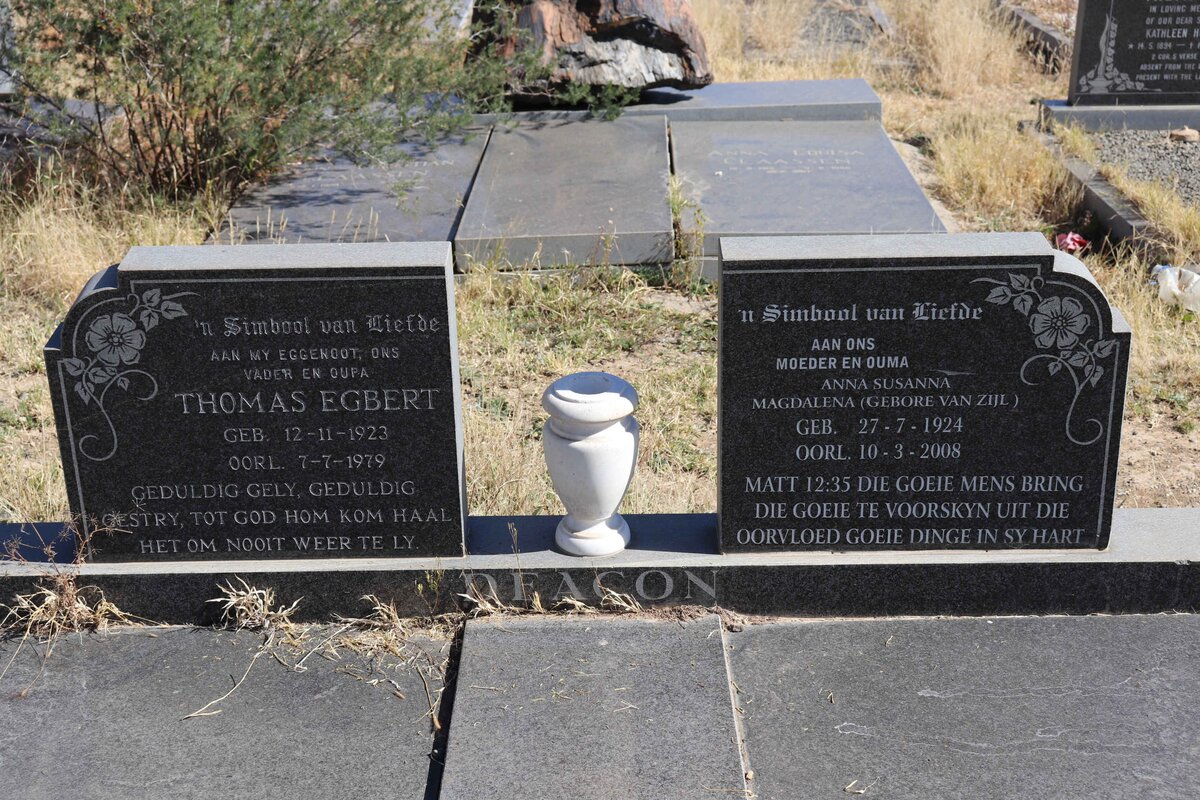 DEACON Thomas Egbert 1923-1979 &amp; Anna Susanna Magdalena VAN ZIJL 1924-2008