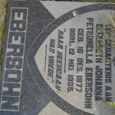 EBERSOHN J.F.P. 1873-1954 &amp; Elizabeth Johanna Petronella 1877-1935