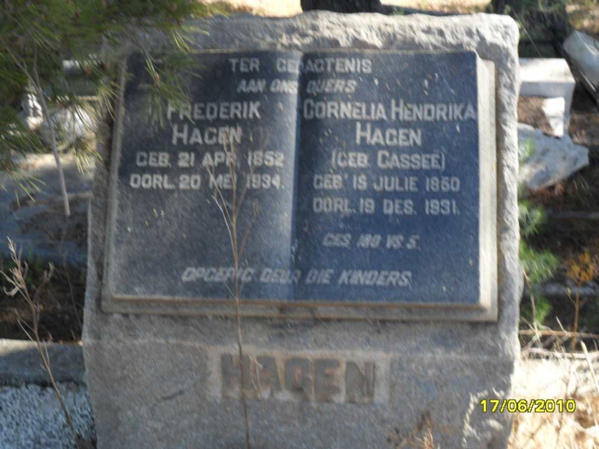 HAGEN Frederik 1852-1934 &amp; Cornelia Hendrika CASSEE 1850-1931