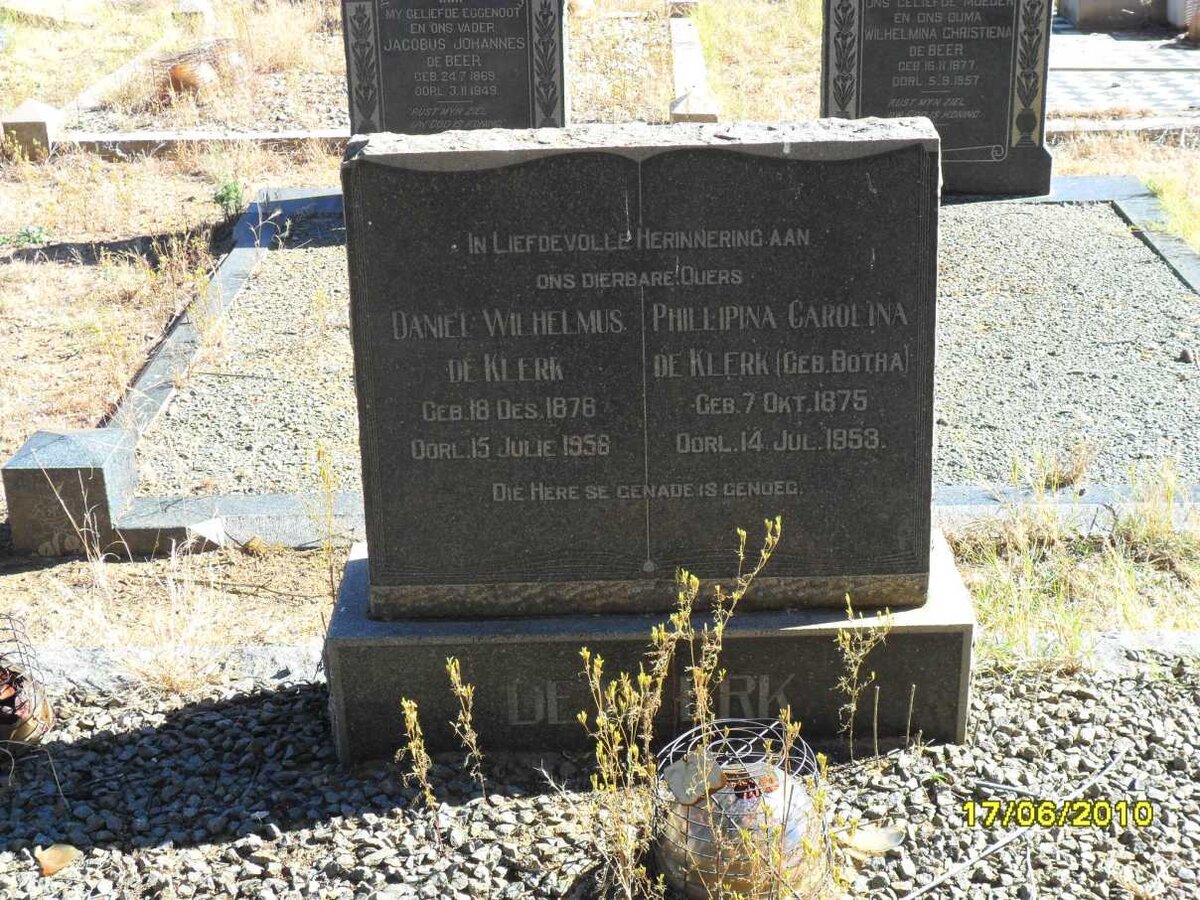 KLERK Daniel Wilhelmus, de 1876-1958 &amp; Phillipina Carolina BOTHA 1875-1953