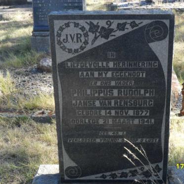 RENSBURG Philippus Rudolph, Janse van 1877-1941