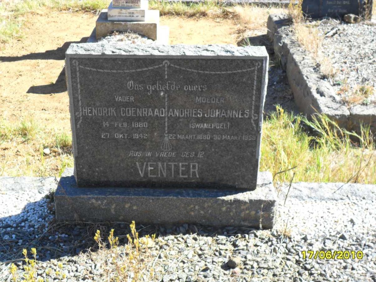 VENTER Hendrik Coenraad 1880-1942 &amp; Andries Johannes SWANEPOEL 1880-1959