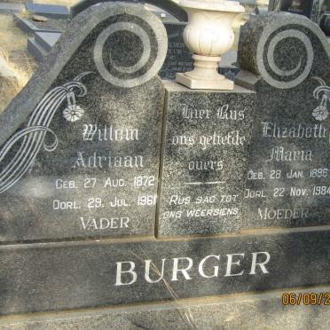 BURGER Willem Adriaan 1872-1961 &amp; Elizabeth Maria 1896-1984