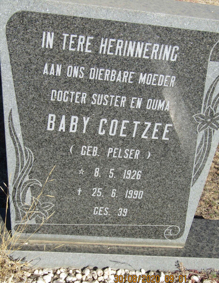 COETZEE Baby nee PELSER 1926-1990