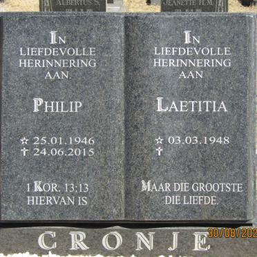 CRONJE Philip 1946-2015 :: CRONJE Laetitia 1948-