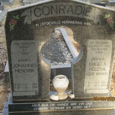 CONRADIE Johannes Hendrik 1921-2001 &amp; Engela Helena MARX 1927-2001