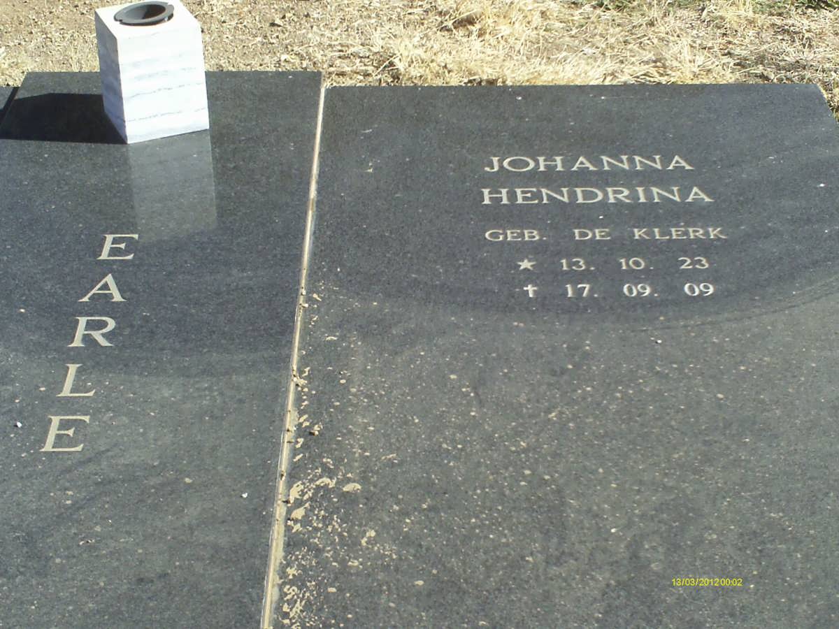 EARLE Johanna Hendrina nee DE KLERK 1923-2009
