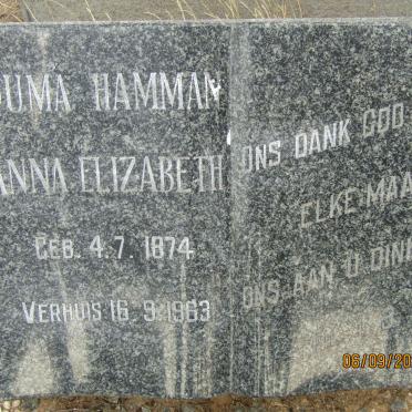 HAMMAN Anna Elizabeth 1874-1963