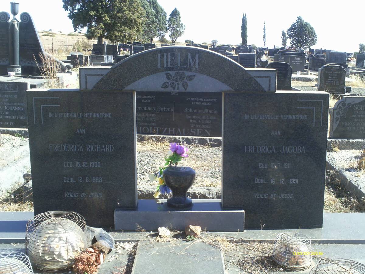 HELM Frederick Richard 1906-1963 &amp; Fredrica Jacoba 1911-1991