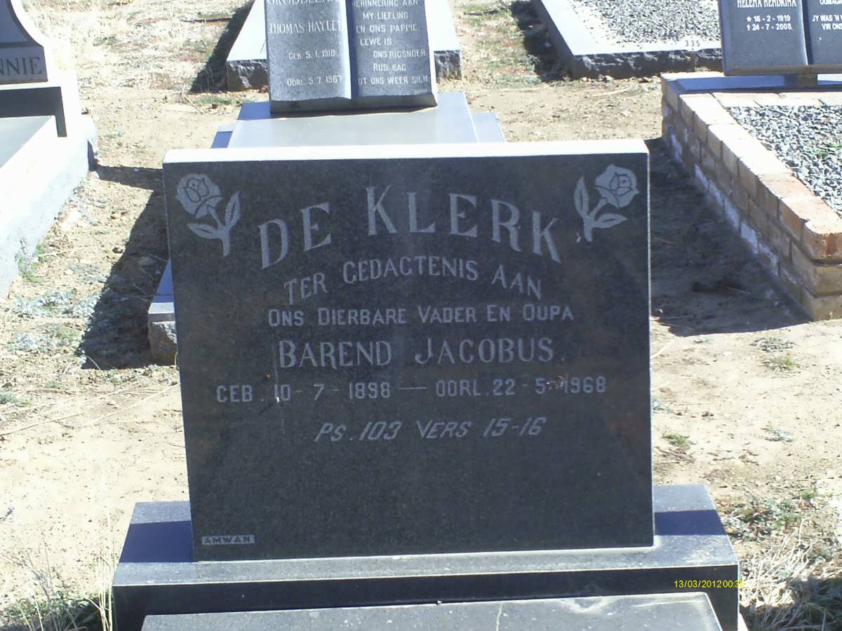 KLERK Barend Jacobus, de 1898-1968