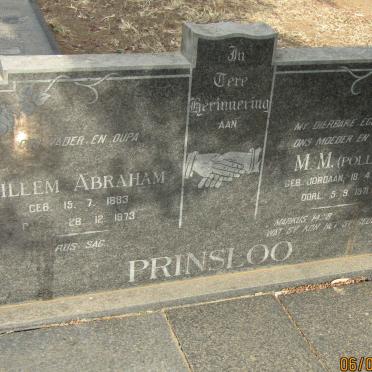 PRINSLOO Willem Abraham 1883-1973 &amp; M.M. JORDAAN 1891-1971