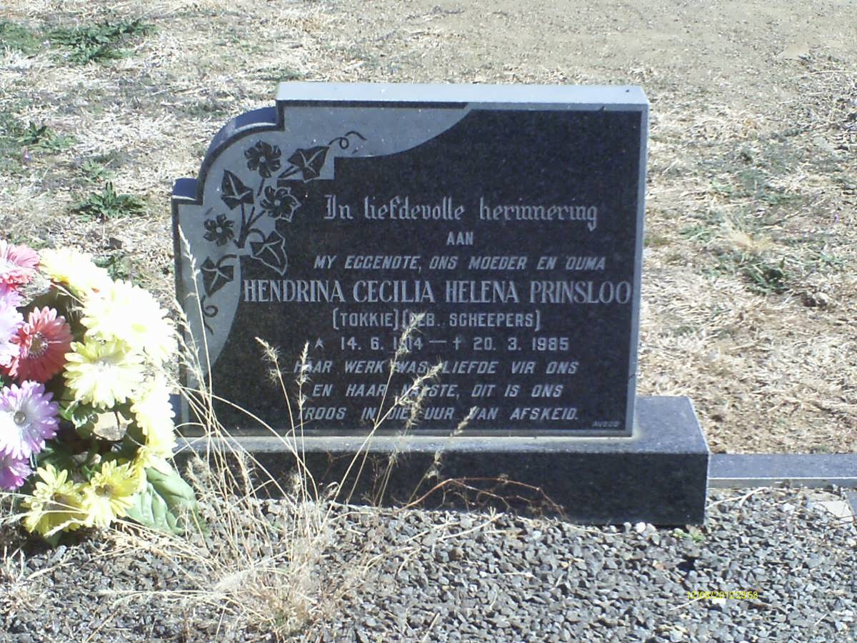 PRINSLOO Hendrina Cecilia Helena nee SCHEEPERS 1914-1985
