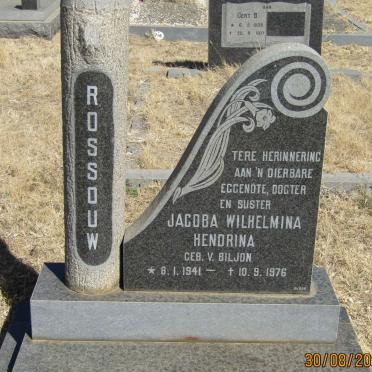 ROSSOUW Jacoba Wilhelmina Hendrina nee V. BILJON 1941-1976
