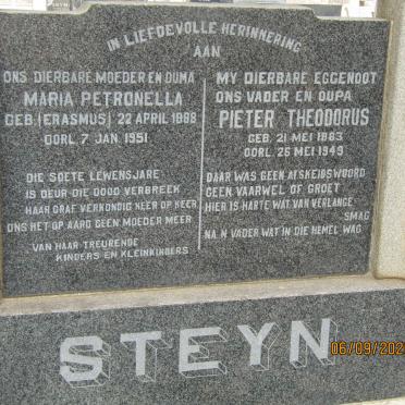 STEYN Pieter Theodorus 1883-1949 &amp; Maria Petronella ERASMUS 1888-1951