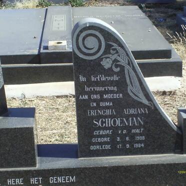 SCHOEMAN Erenchia Adriana nee V.D. WALT 1908-1984