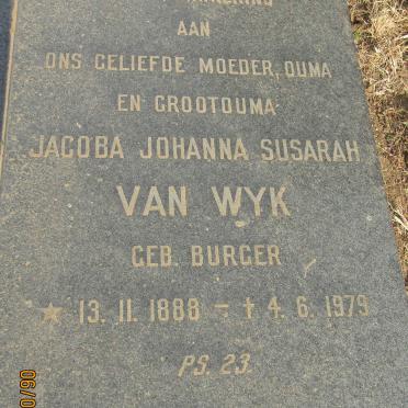 WYK Jacoba Johanna Susarah, van nee BURGER 1888-1979