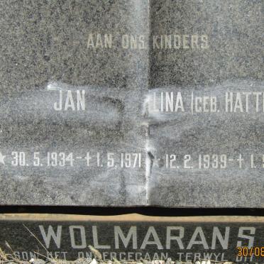 WOLMARANS Jan 1934-1971 &amp; Lina HATTINGH 1939-1971