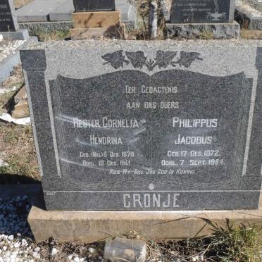 CRONJE Philippus Jacobus 1872-1954 &amp; Hester Cornelia Hendrina NEL 1879-1951