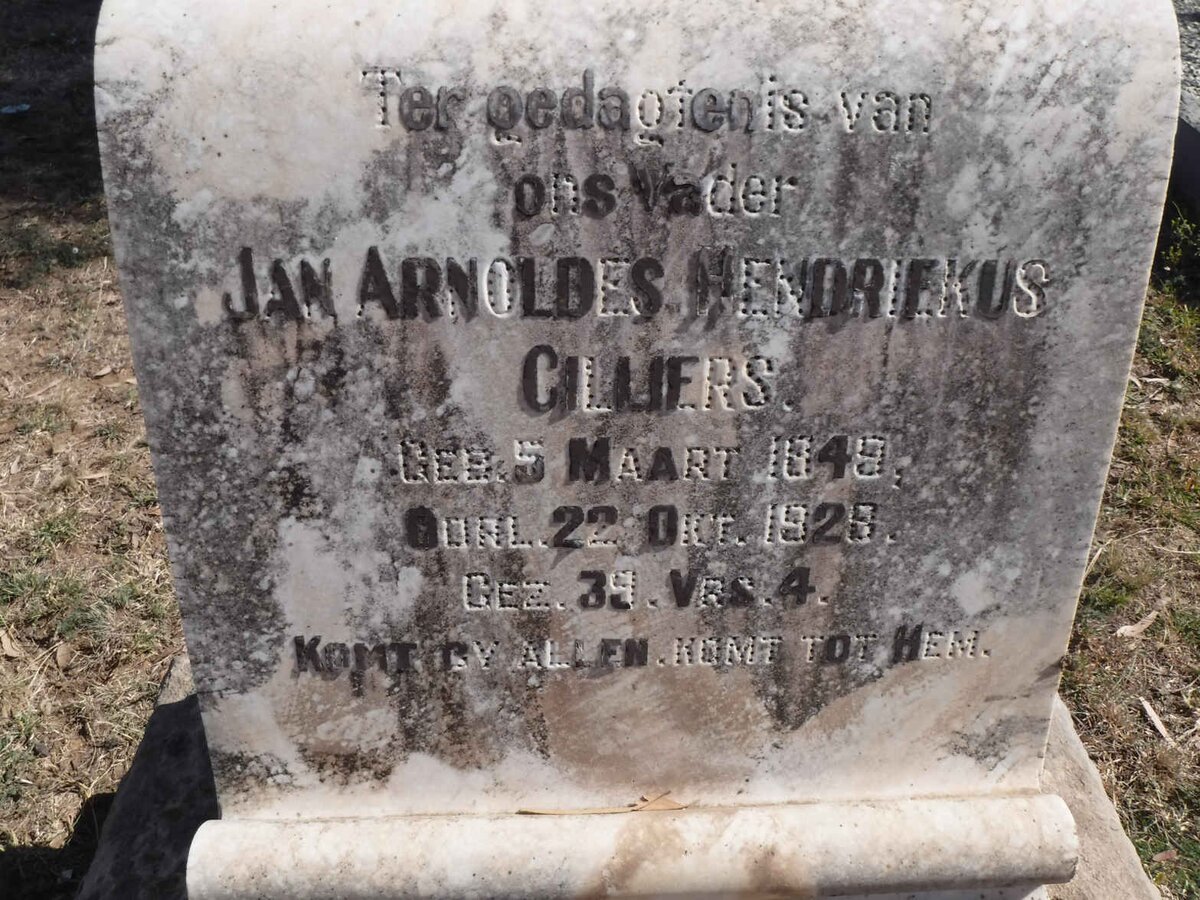 CILLIERS Jan Arnoldes Hendriekus 1849-1928