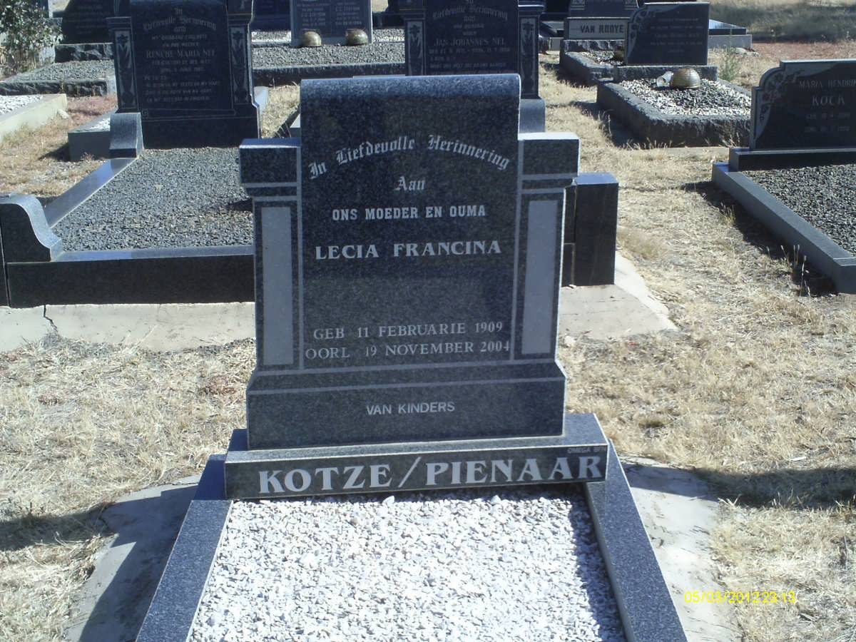 KOTZE Lecia Francina, PIENAAR 1909-2004