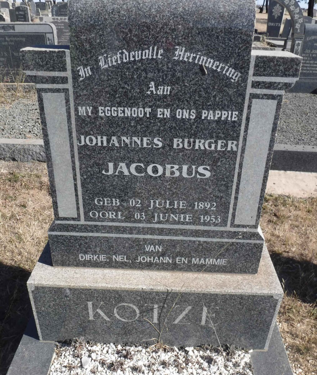KOTZÉ Johannes Burger Jacobus 1892-1953